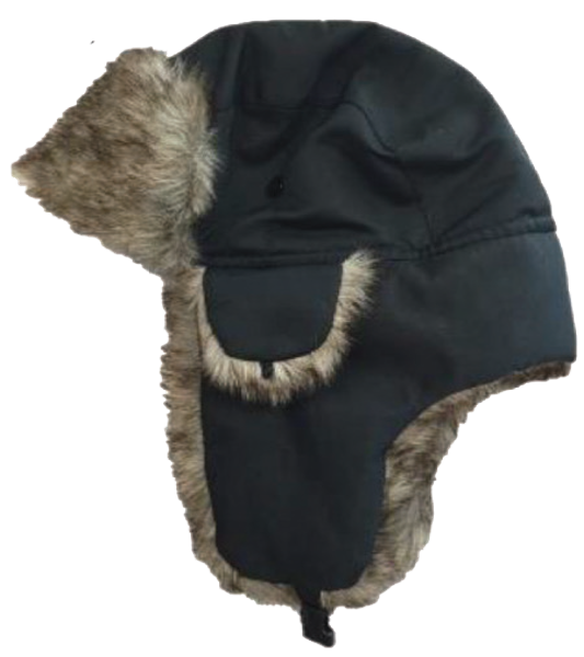 Black Trooper Hat with Faux Fur