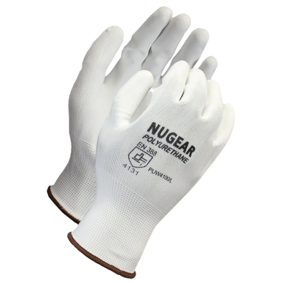 (12 Pairs) White Polyurethane Coated Nylon Gloves