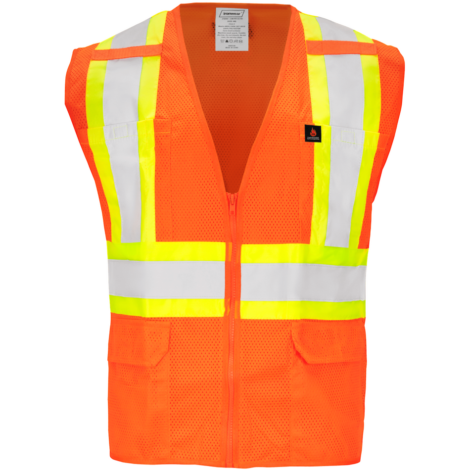 Class 2 Type R FR Safety Vest (Orange) - Zipper Closure