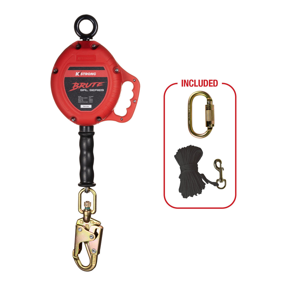 20 ft. Cable SRL with snap hook. Includes installation carabiner and tagline (ANSI)