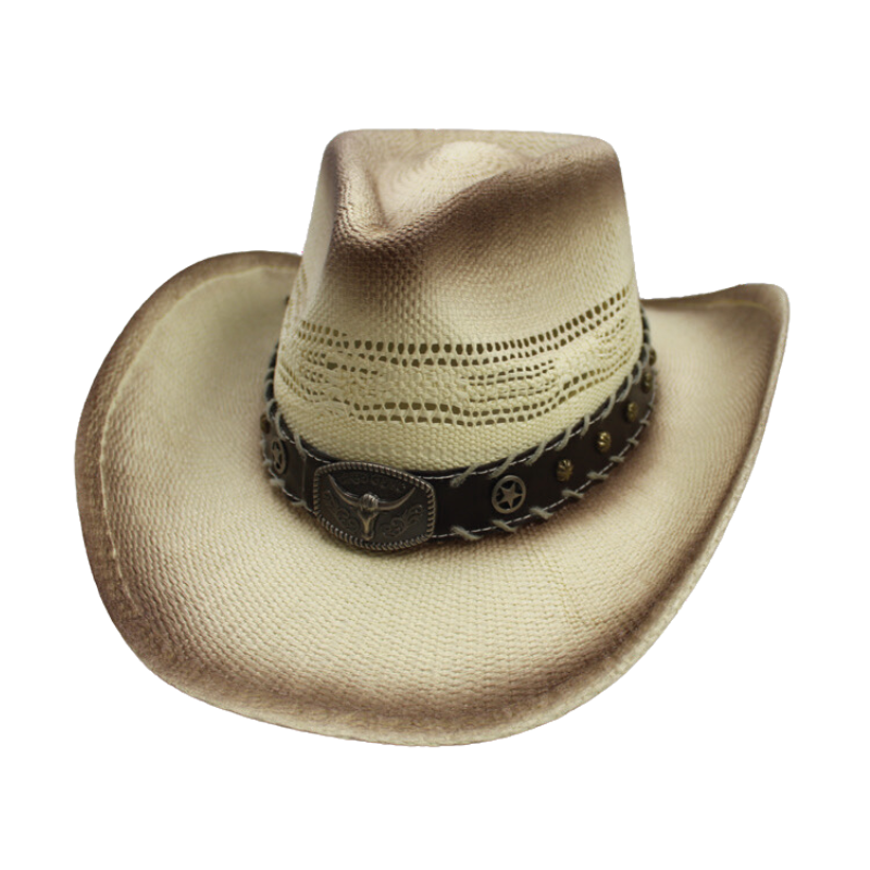 Char Beige Cowboy Hat with Bull Emblem