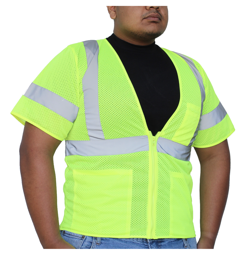 Class 3 - Hi Vis Green Vest With Sleeves (Multi-Pockets)
