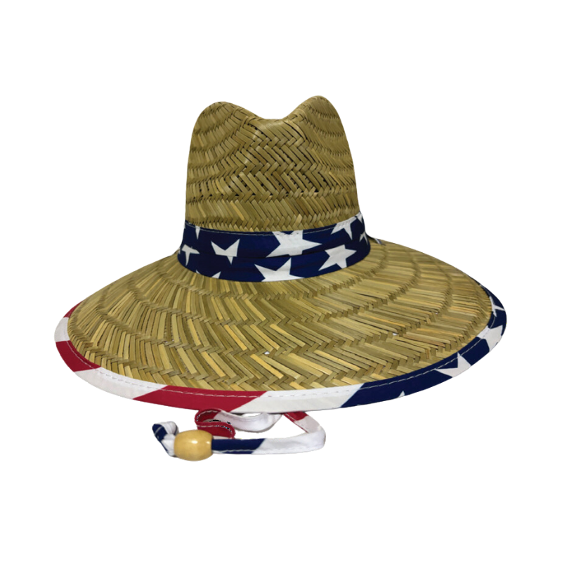 Straw Hat with Spangled Banner Print