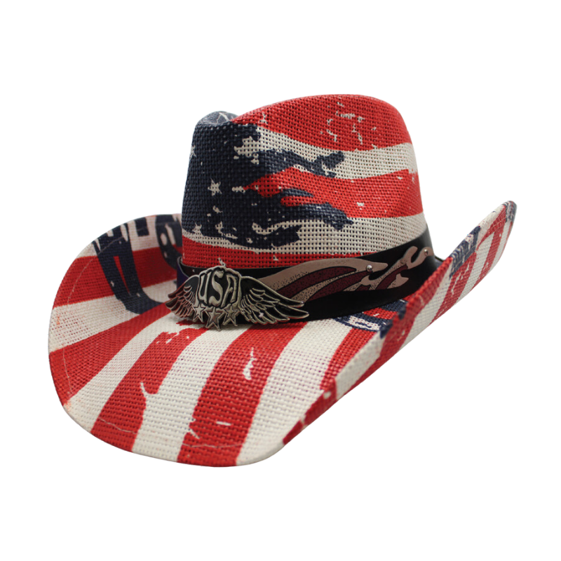 Western Cowboy Hat with Blazin USA design and Badge