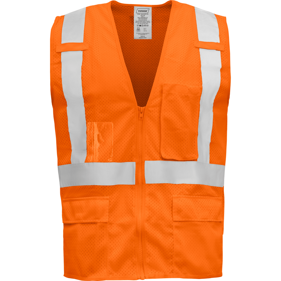 Class 2 Safety Vest with Zipper Closure (Orange)