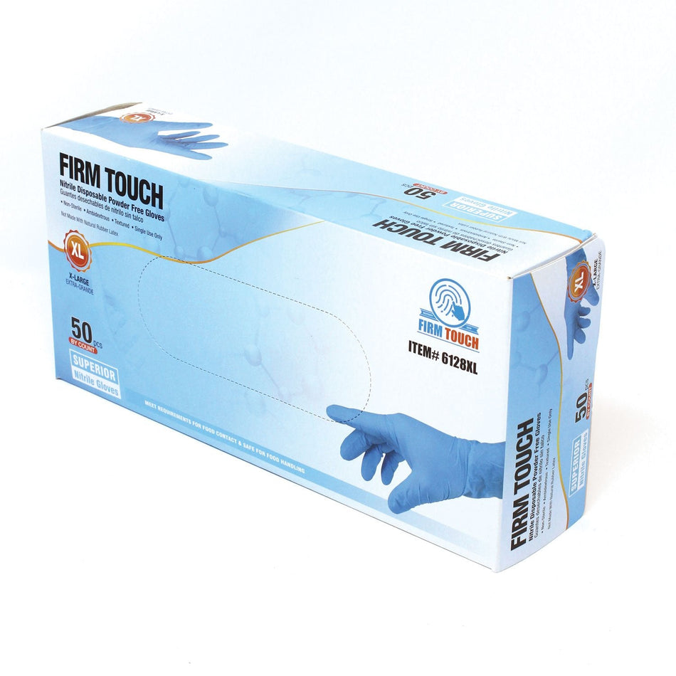 8 Mil Blue Nitrile Disposable Gloves, 12" Long Cuff (50 Gloves/Box)