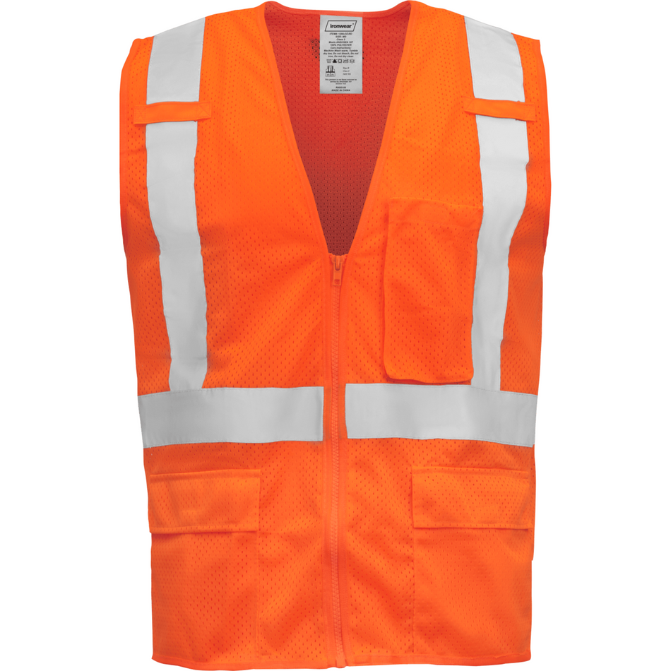 Class 2 Orange Economy Zipper Closure Vest