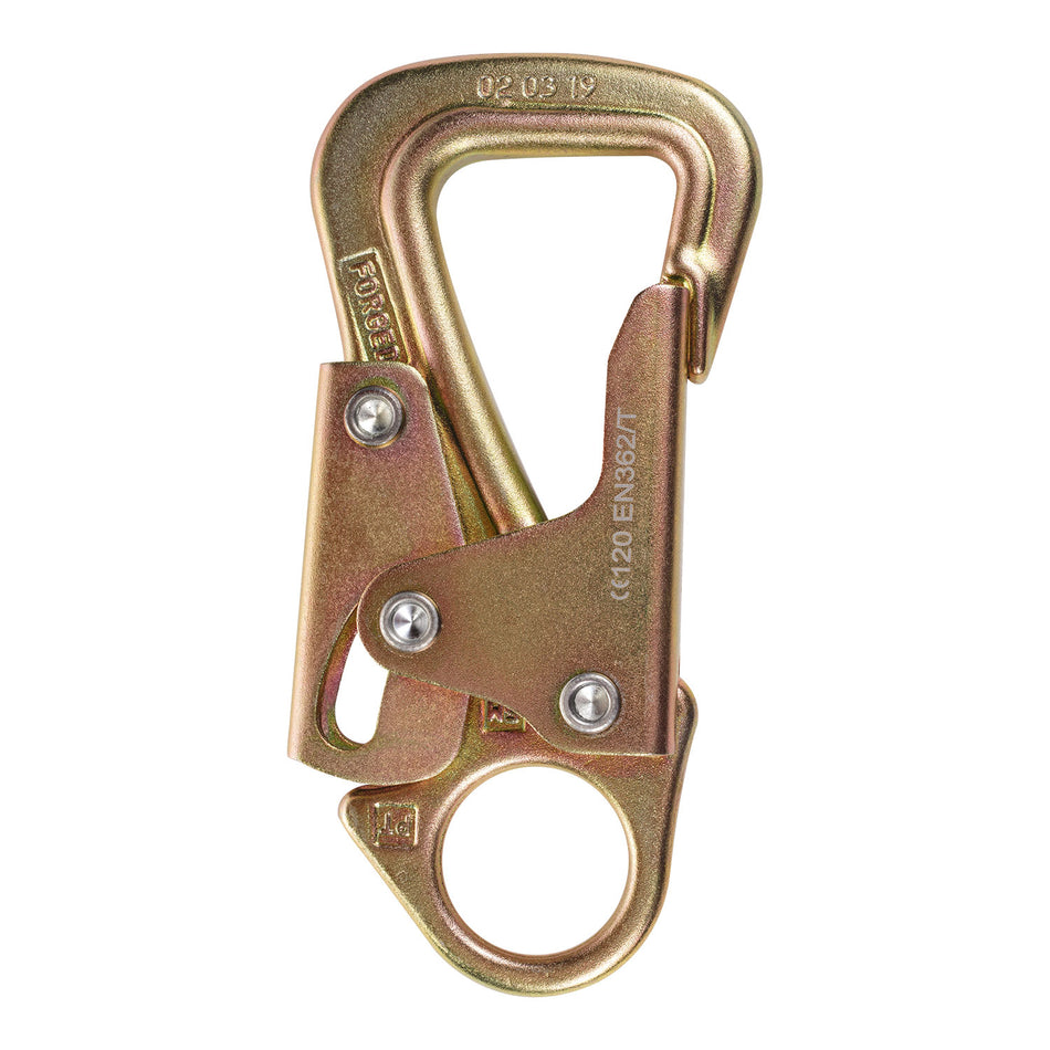 Tie-back snap hook with 5000 lb. rated gate.