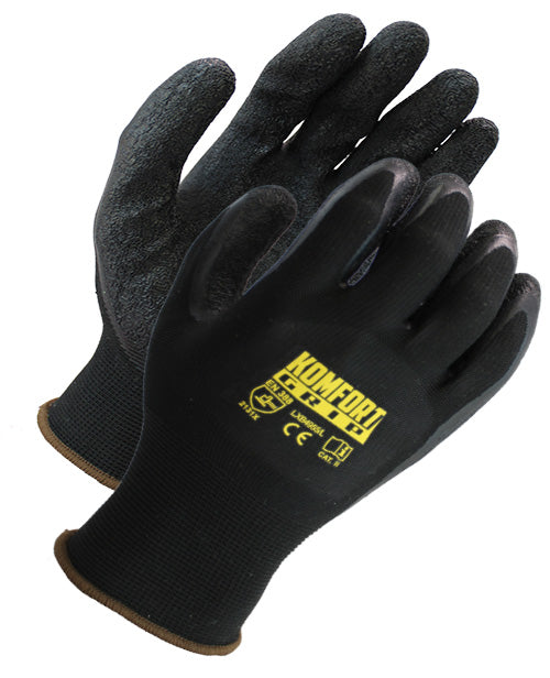 12 Pairs - Black Latex Coated Work Gloves