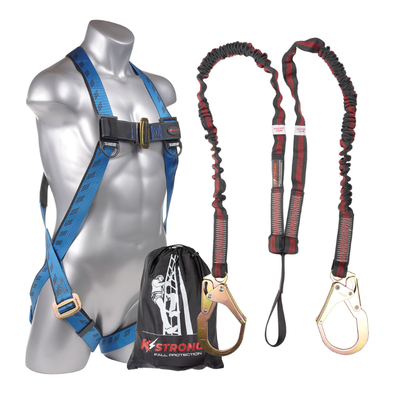 Essential 3-Point Full Body Harness, Dorsal D-Ring, MB Legs with 6′ Internal Design SAL with One Loop and Two Rebar Hooks , S-L (ANSI)