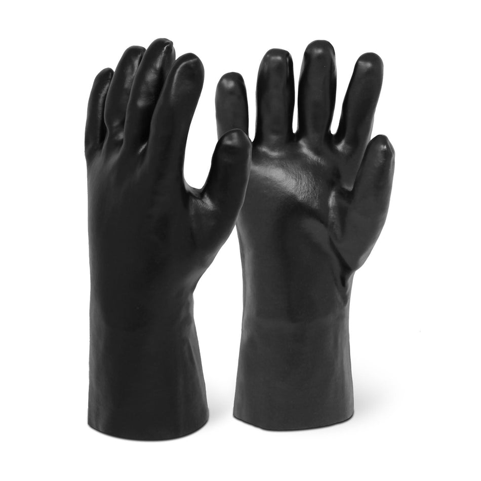 12" Smooth Finish Black PVC Chemical Resistant Gloves