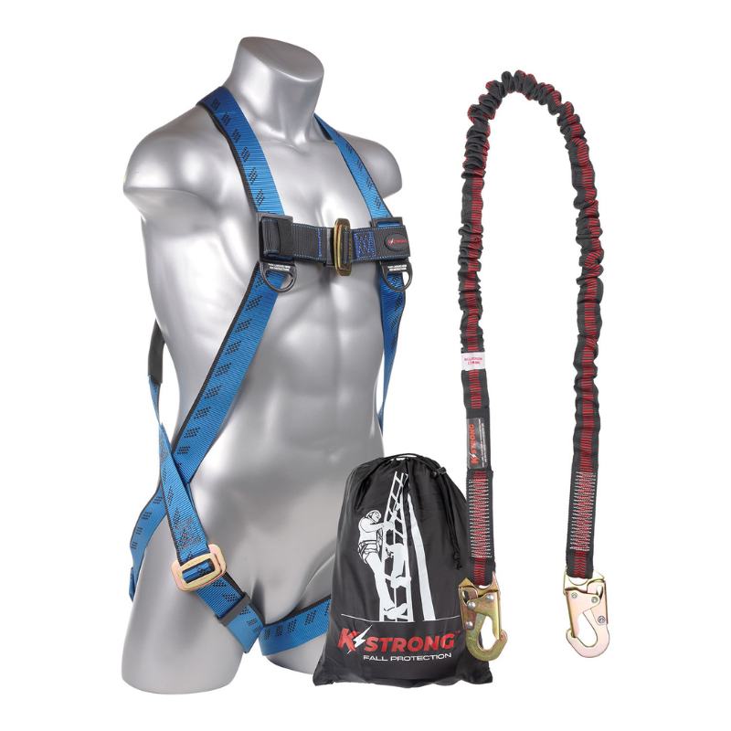Essential 3-Point Full Body Harness, Dorsal D-Ring, MB Legs with 6′ Internal SAL with snap hooks, S-L (ANSI)