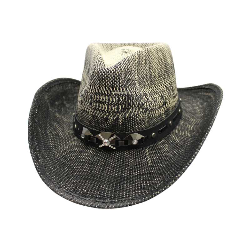 Dark Cinders Cowboy Hat with Black Gemstones