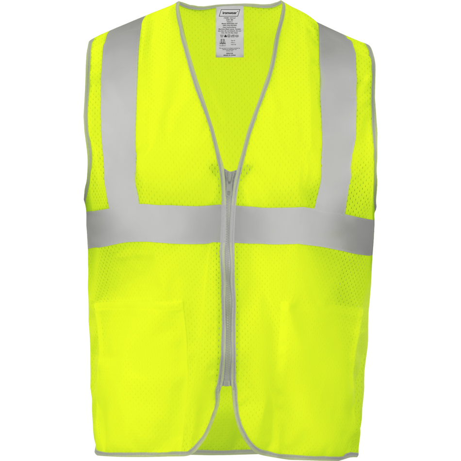 Class 2 Lime Safety Vest with Zipper Closure