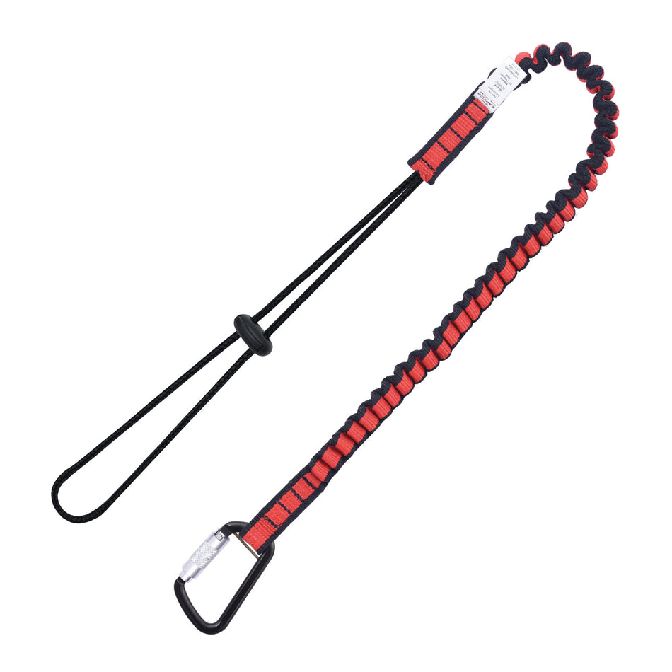 Elasticated Single Leg Tool Lanyard w/Drawstring Cord and Carabiner – 22 lbs. (ANSI)
