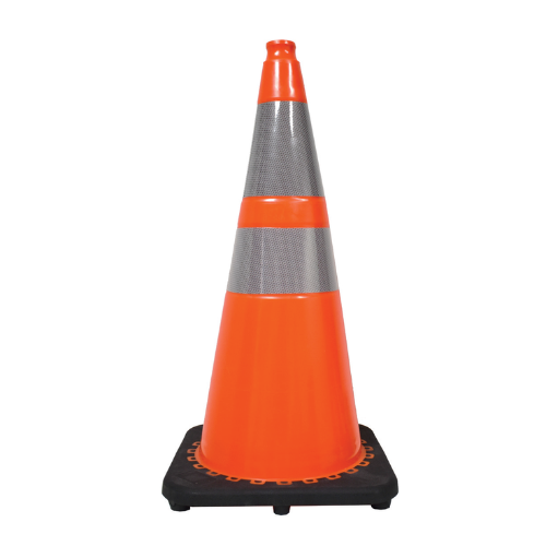 36" Orange PVC Safety Cone with Double Reflective Collar