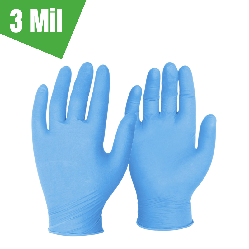 3 Mil Blue Nitrile Disposable Gloves