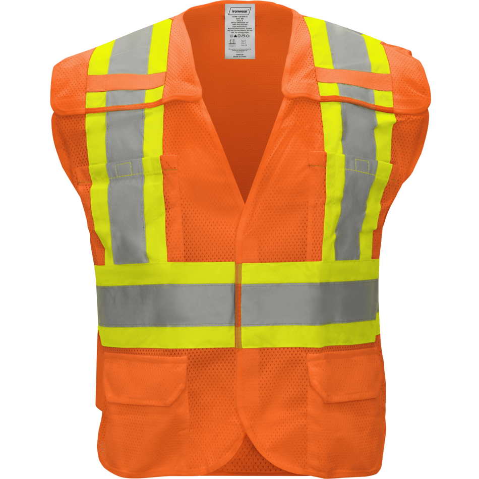 Class 2 Orange Breakaway Hoop & Loop Safety Vest