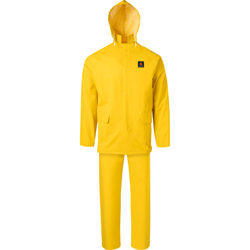 Flame Retardant 3 Piece PVC/Polyester Rainsuit (Yellow) – 123SafetyGear