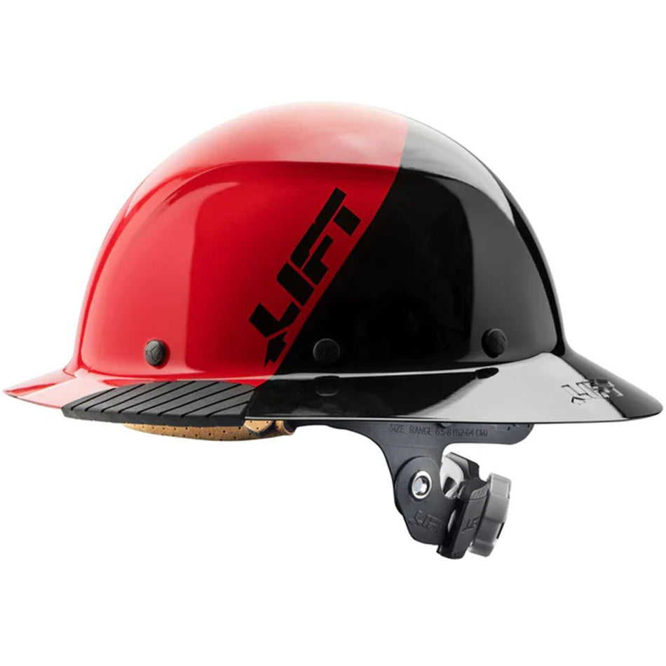 Lift Safety DAX Fiber Resin Full Brim Hard Hat (50/50 Gloss Red/Black)