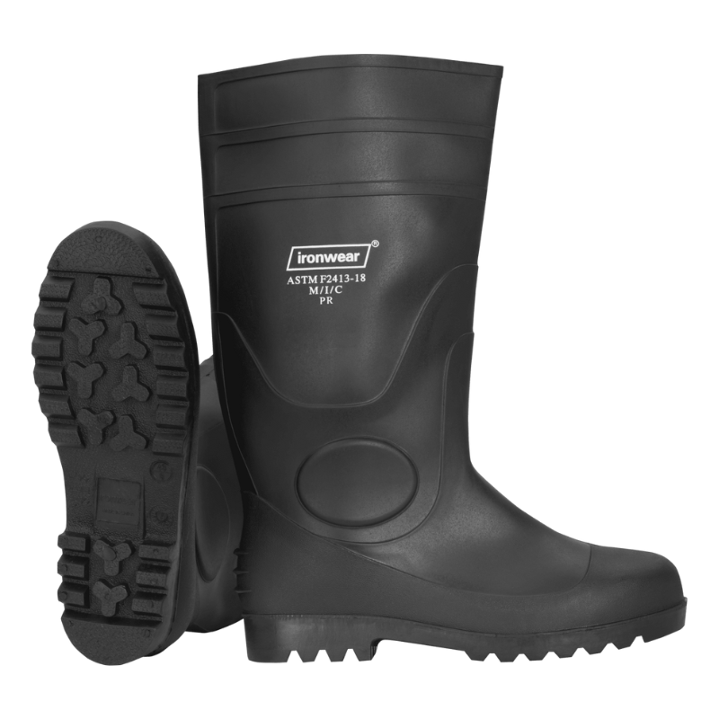 Ironwear 16" High Black PVC Work Boot with Puncture Resistance