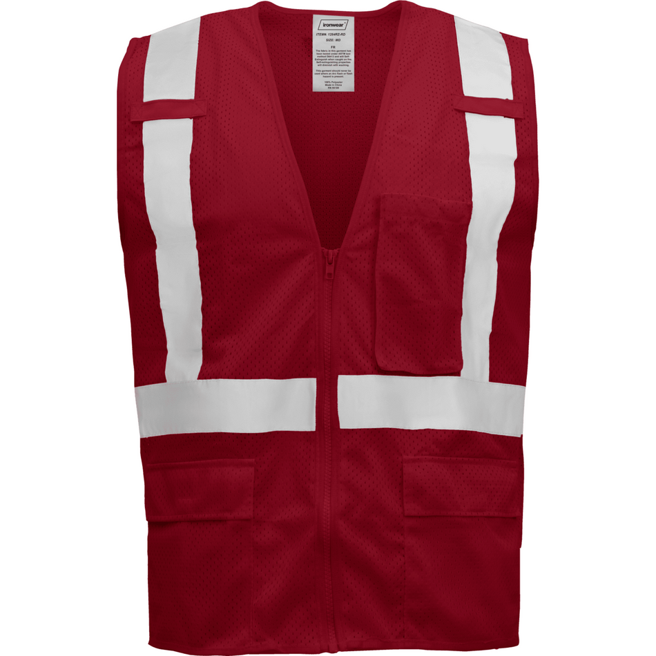 Red Economy Zipper Closure Vest