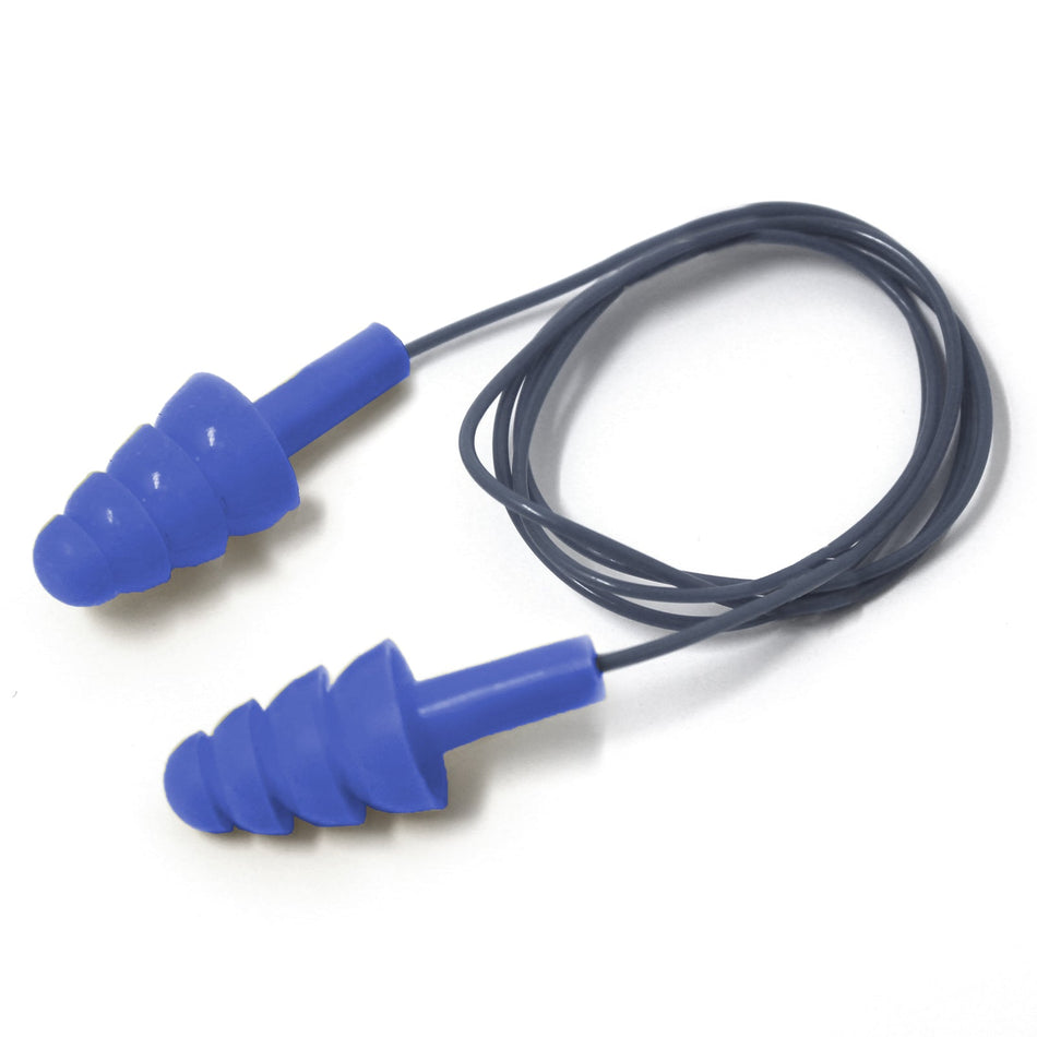 Metal Detectable Corded Blue 4-Layer Air Cushioned TPR Earplugs