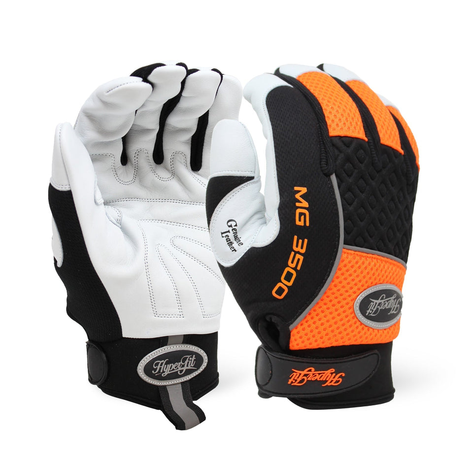 Hyper-Fit Orange Premium Goatskin Mechanic Glove