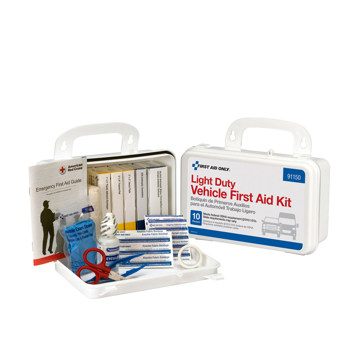 10 Person Light Duty Car First Aid Kit, Plastic | 123SafetyGear