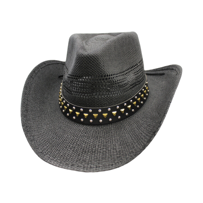 Black Cowboy Hat with Soft Studs on Band
