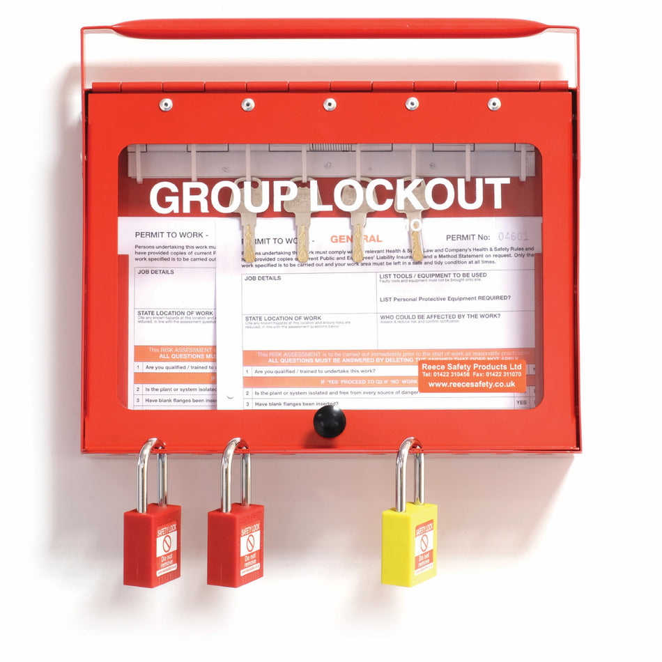 REECE Large Steel Wall Mounted/Portable Lockout Box - RED