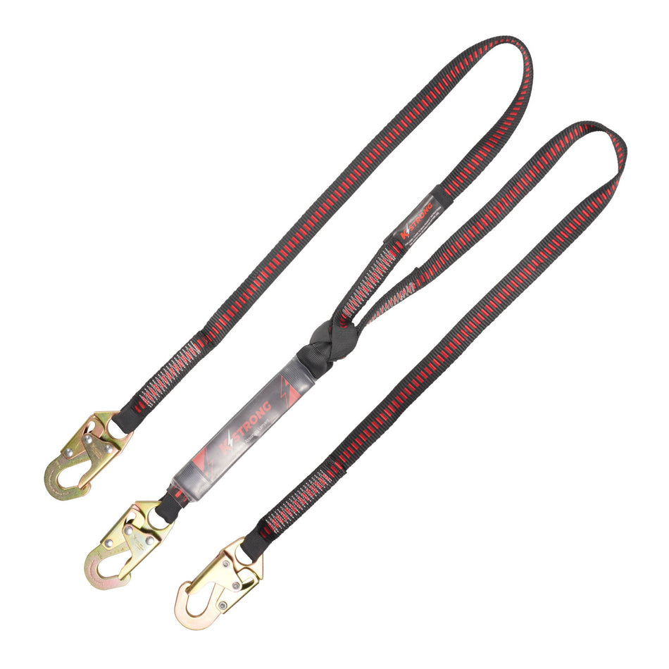 6 ft. Twin leg 100% tie-off Clear pack design shock absorbing lanyard with snap hooks (ANSI)