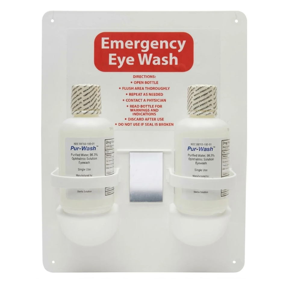 Emergency Eye Wash Station with Double 16 oz. Bottles