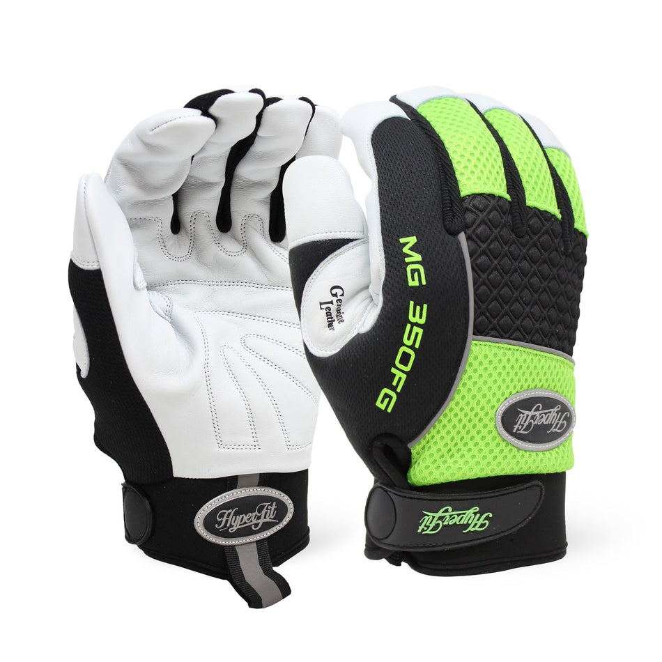 Hyper-Fit Hi-Vis Green Premium Goatskin Mechanic Glove