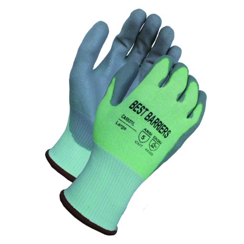 CA5937 ANSI Level 5 Hi-Vis PU Cut Resistant Glove