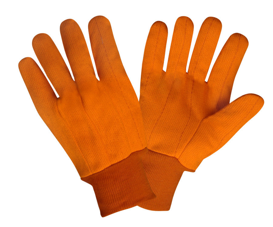 Hi-Vis Orange Double Palm Canvas Gloves (DZ)