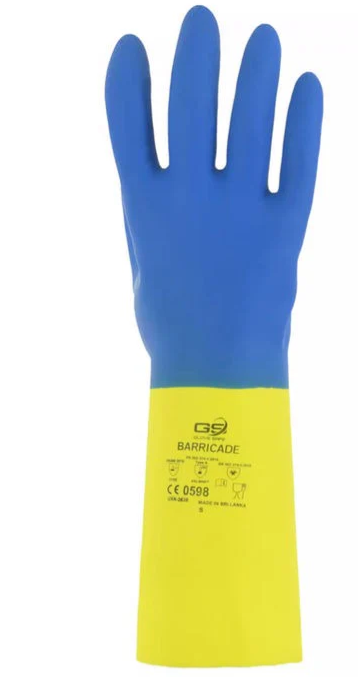 UNSUPPORTED NEOPENE/LATEX CHEM RES GLOVE, FLOCK LINED, 28MIL