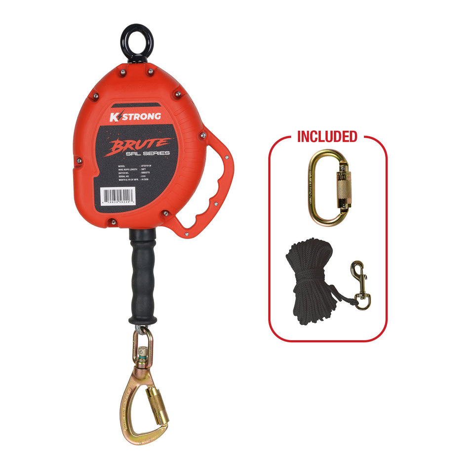 30 ft. Cable SRL with Load Indicating Swivel Locking Carabiner. Includes installation carabiner and tagline (ANSI)