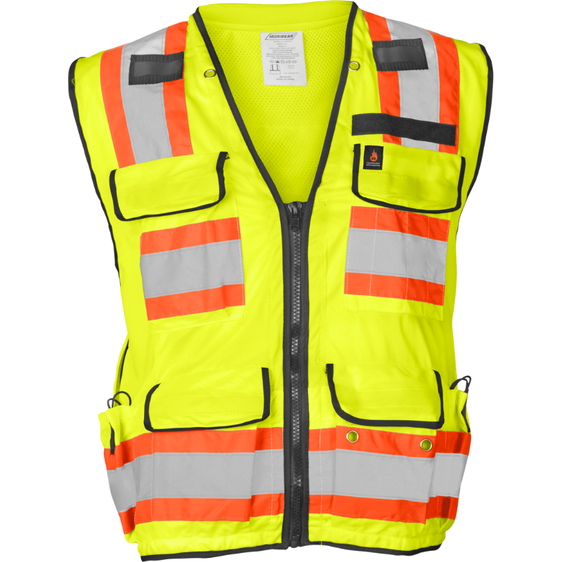 Class 2 Flame Retardant Surveyor Safety Vest (Hi Vis Lime)