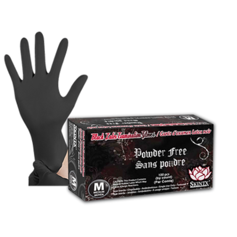 6 Mil Black Latex Exam Powder-Free Gloves