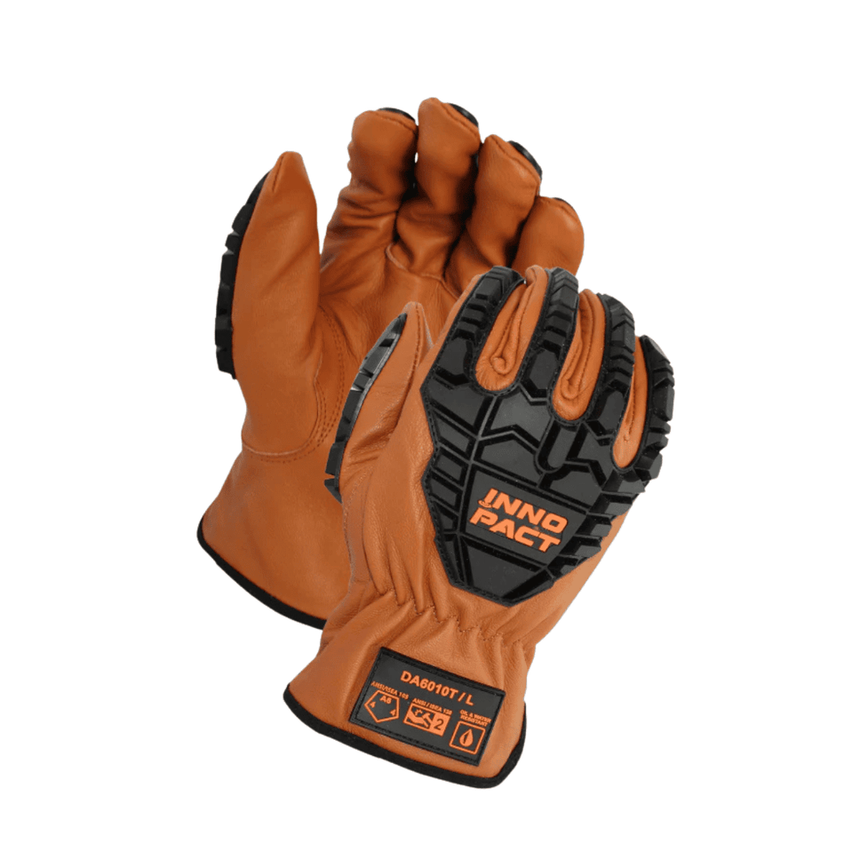 Impact Brown Leather Gloves with TPR Protection