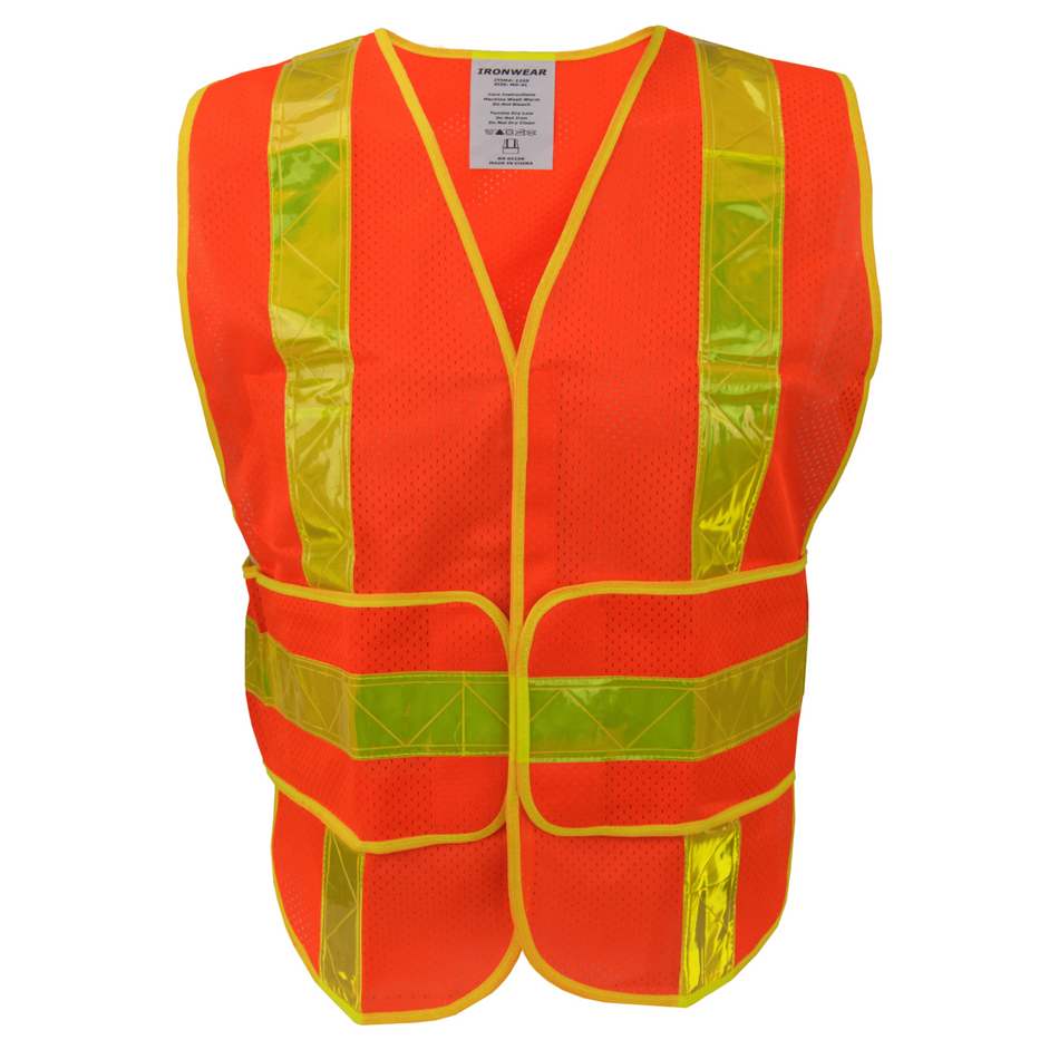 Economy Orange Polyester Mesh Hook and Loop Safety Vest