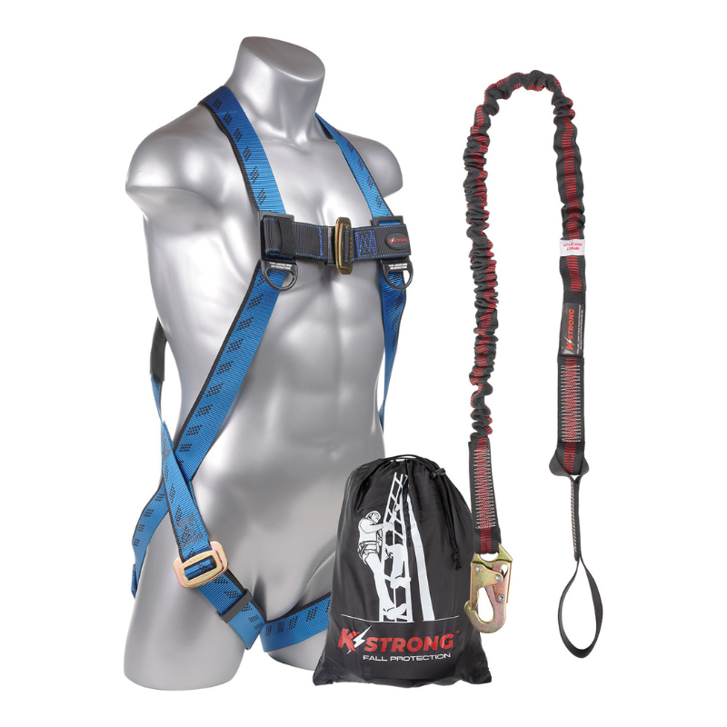 Essential 3-Point Full Body Harness, Dorsal D-Ring, MB Legs with 6′ Internal Design SAL with One Loop and One Snap Hook , S-L (ANSI)