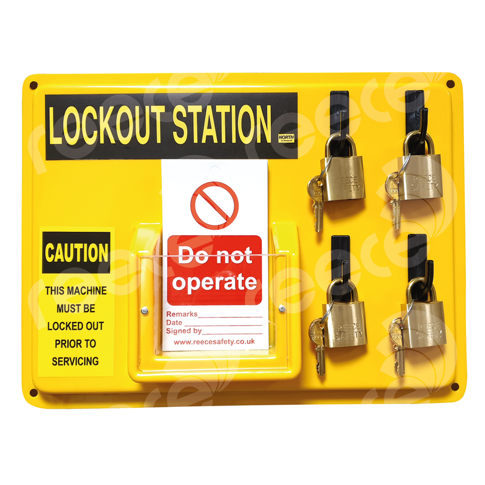 REECE Thermoplastic Lockout Station(4 Hook) - YELLOW