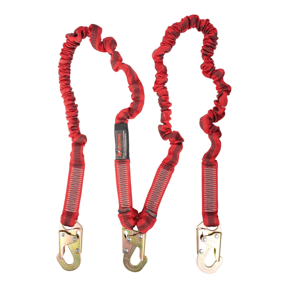 6 ft. Twin leg 100% tie-off Elasticated design shock absorbing lanyard with snap hooks (ANSI)