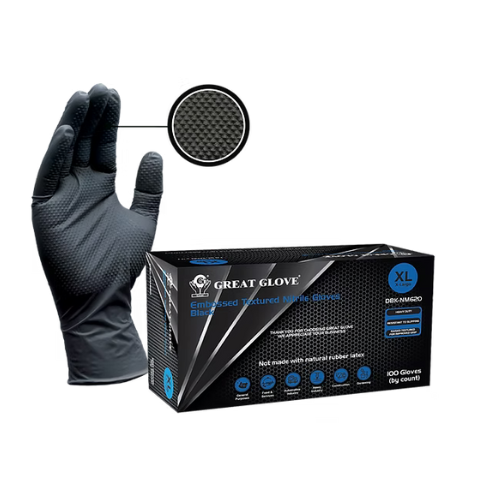 6 Mil Black Diamond Grip Gloves - Textured Nitrile, Powder-Free