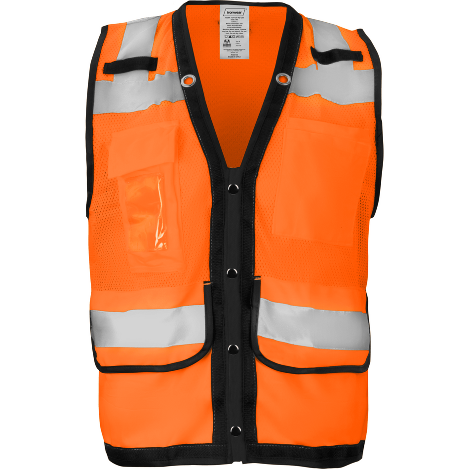 Class 2 Orange Snap Front and Side Closure Vest