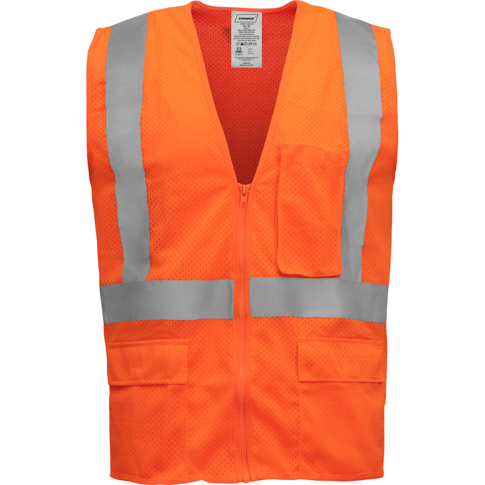 Class 2 Orange Safety Vest with Suspender Pattern Reflective Tape