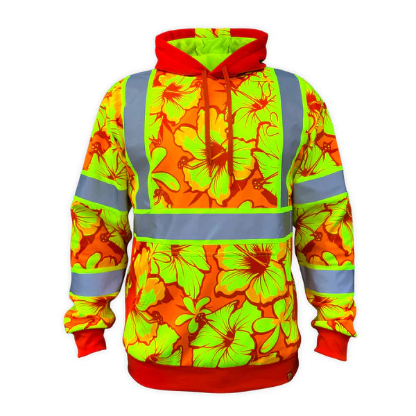 Tropic Heat Orange Reflective Safety Hoodie - Class 3 Type-R