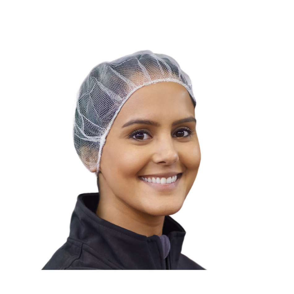 White Nylon Hairnets, 1000 Pieces / Case